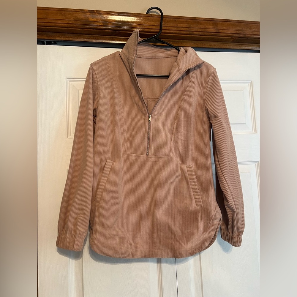 Light Pink Tan Corduroy Pullover Jacket